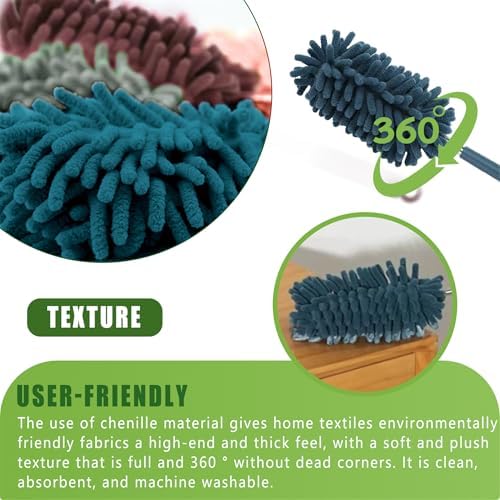 4Pcs Reusable Microfiber Dusters with Extension Handle