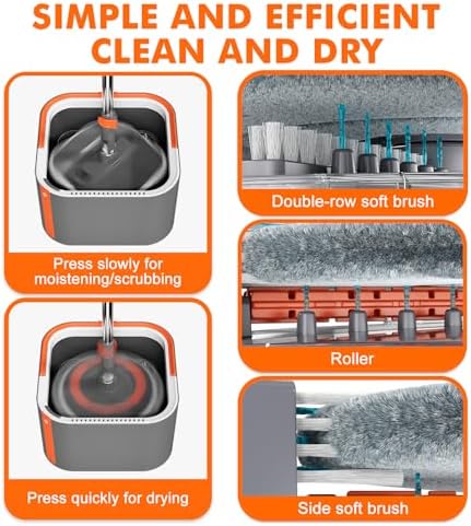 INWEJIA Spin Mop Bucket Set with 90 Foldable and 360 Rotating Head