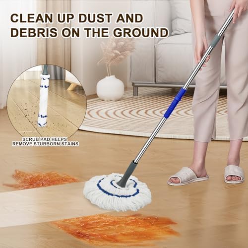 Kickleen Self-Wringing Microfiber Mop with 525 Inch Handle