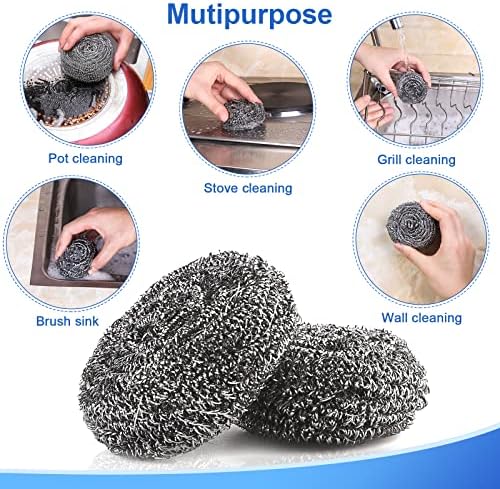 12 Pack Upgraded Steel Wool Scrubbers - Heavy Duty Kitchen Cleaner