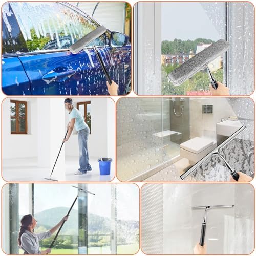 Bvomheez 62 Inch Metal Squeegee with Extension Pole Set