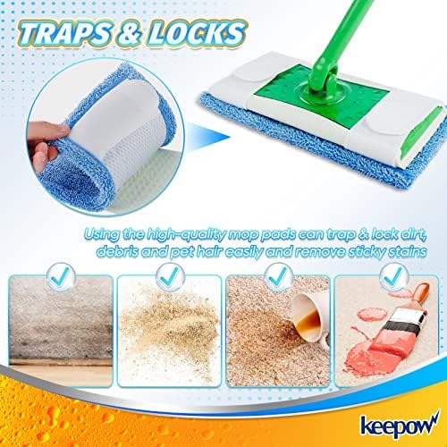 KEEPOW Microfiber Mop Pads 6 Pack Reusable Machine Washable