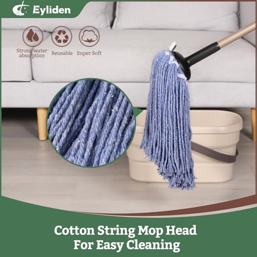 Eyliden String Mop with 2 Reusable Heads and 4 Scouring Pads 1