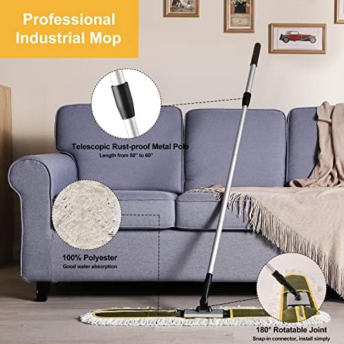 36 Heavy Duty Dust Mop with Microfiber Pad for Commercial Cleaning