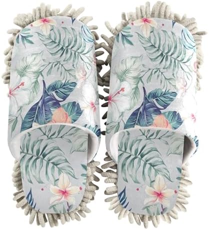 FLildon Microfiber Mop Slippers with Tropical Floral Design