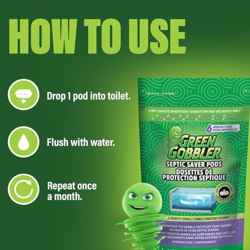 Green Gobbler Septic Tank Treatment Packets - 12 Month Supply
