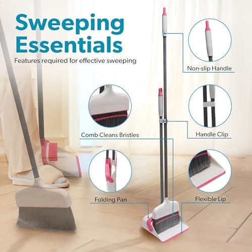 BLACKDECKER Butler Broom Dustpan Set - WhitePink
