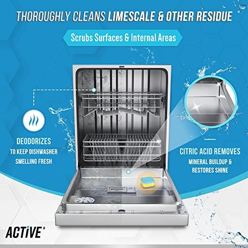 ACTIVE Dishwasher Cleaner Tablets 24 Pack - Deep Cleaning Deodorizing Septic Safe