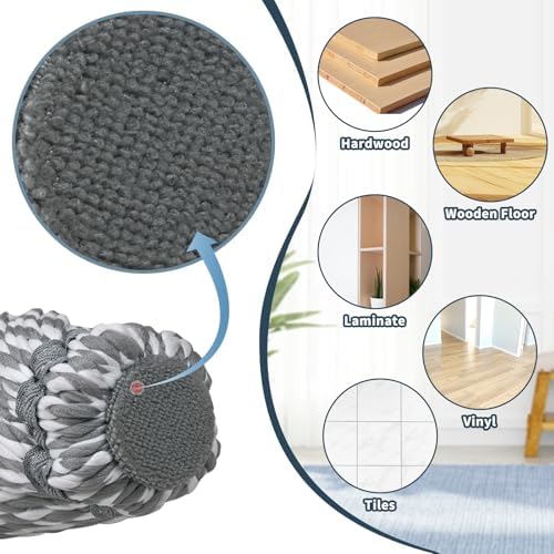 Self-Wringing Twist Mop with Scrub Pad 64-inch Grey