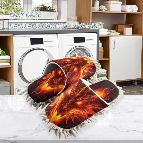 FLildon Microfiber Mopping Slippers with Dragon Head Design