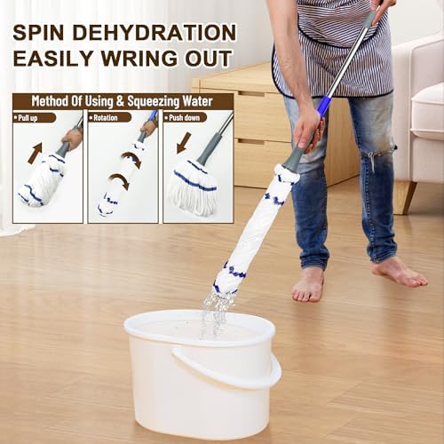 Kickleen Self-Wringing Microfiber Mop with 525 Inch Handle