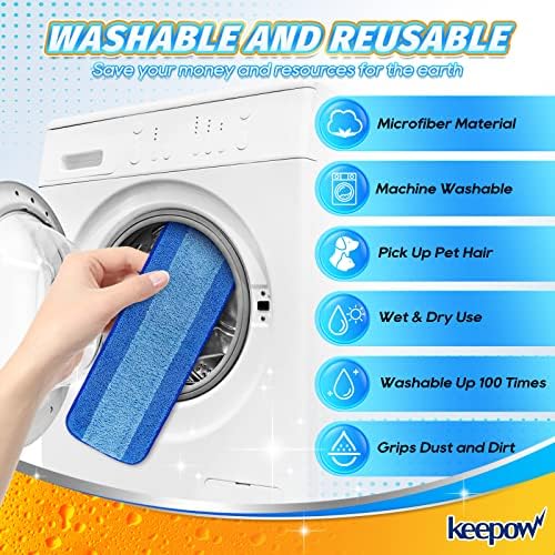 KEEPOW Microfiber Mop Pads 18 Inch 4 Pack Reusable Washable