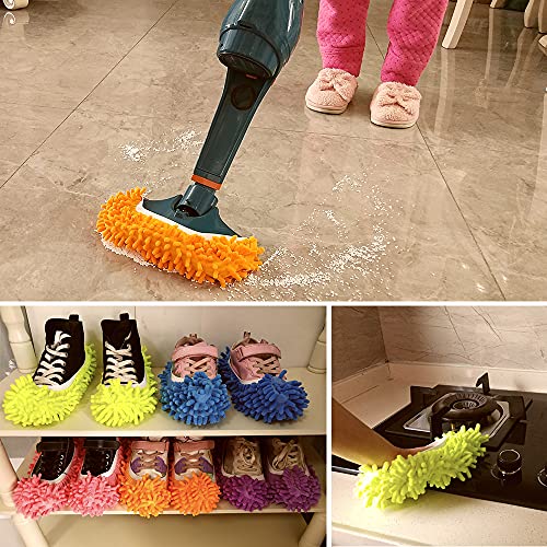SUSIFT 10 PCS Dust Duster Mop Slippers - Washable Multi-Functional