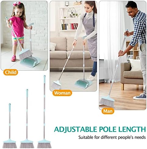 XXXFLOWER 55 Long Handle Broom and Dustpan Set with Cleaning Teeth