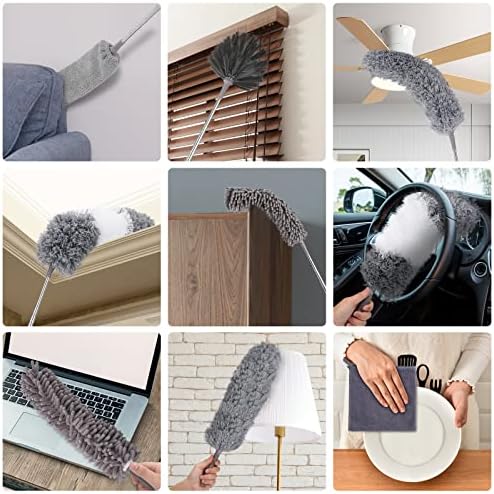 DEEHYO 9PCS Extendable Feather Duster Set for Fans Ceilings Cars Furniture