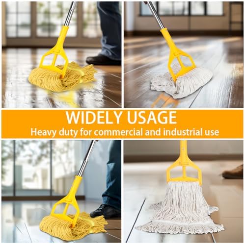 Heavy Duty Wet String Mop with 2 Reusable Heads - 60 Inch Long Handle