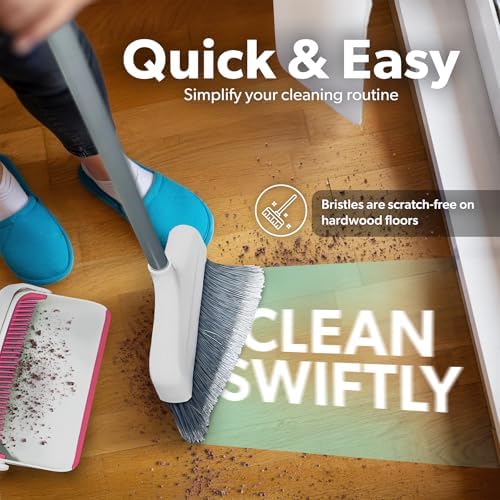 BLACKDECKER Butler Broom Dustpan Set - WhitePink