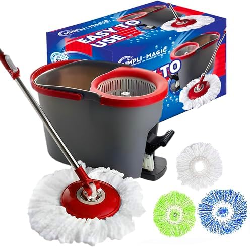 SIMPLI-MAGIC 79349 Spin Mop System with 3 Mop Heads