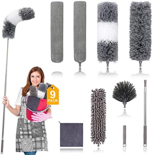 DEEHYO 9PCS Extendable Feather Duster Set for Fans Ceilings Cars Furniture