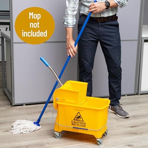 Mind Reader Mop Bucket with Wringer - 22 Qt Yellow