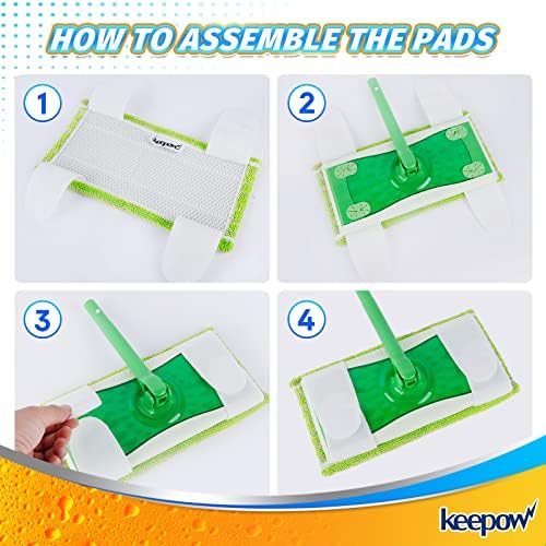 KEEPOW Reusable Mop Pads for Swiffer - 4 Pack