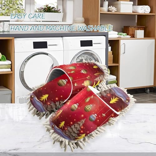 FLildon Microfiber Mop Slippers with Christmas Ball Design