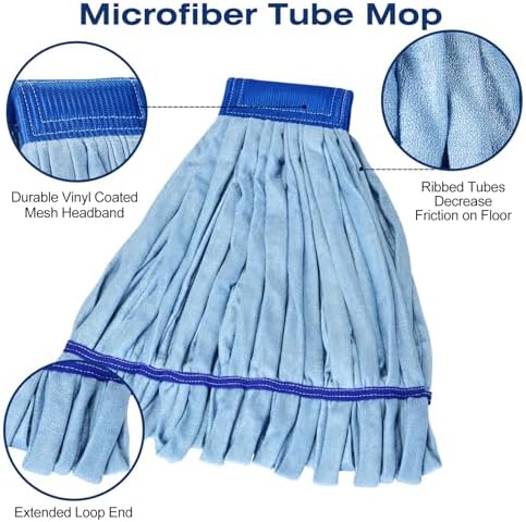 Matthew Cleaning Microfiber Tube Mop Replacement 6 Pack - Medium Blue