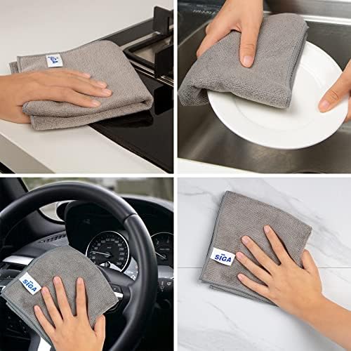 MRSIGA Microfiber Cleaning Cloths 32x32cm Pack of 12 Grey