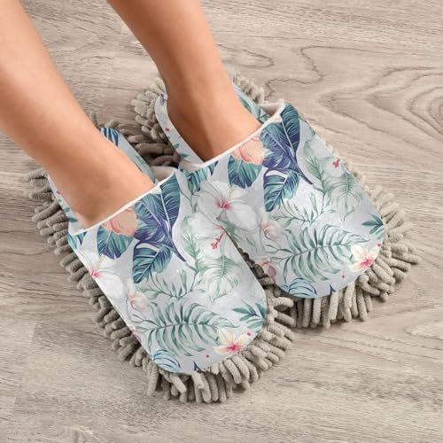 FLildon Microfiber Mop Slippers with Tropical Floral Design