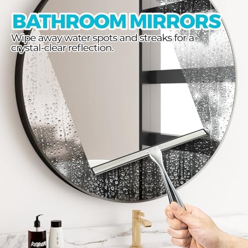 2Pack Silver Shower Squeegee for Glass and Windows