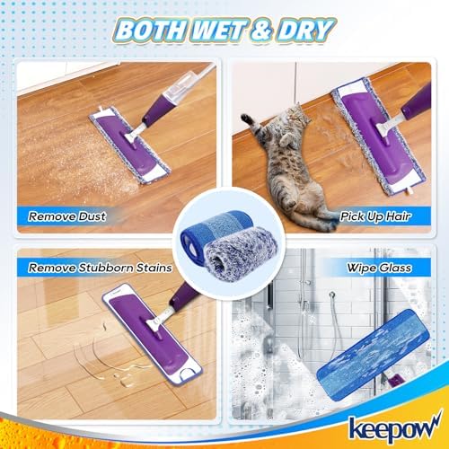 KEEPOW 18 Inch Microfiber Mop Pad 4 Pack