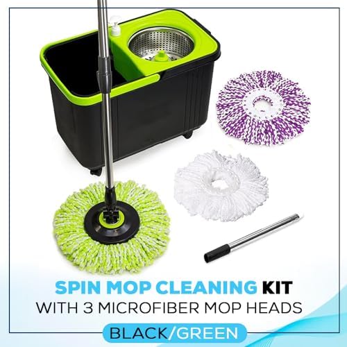 Simpli-Magic 79117 Spin Mop Kit with Refills BlackGreen 1