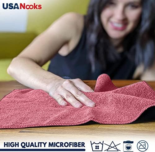 USANOOKS Microfiber Cleaning Cloths - 12Pcs 125x125 Inch