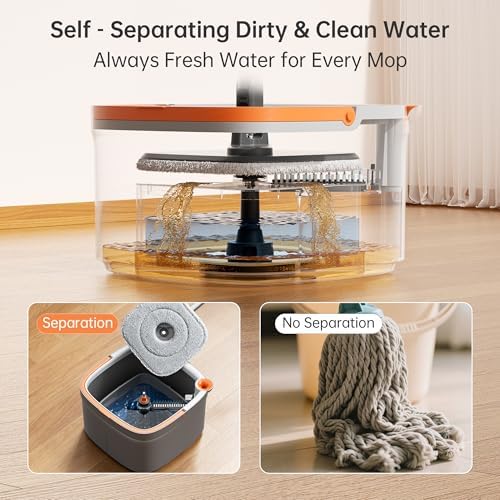 KZKR Spin Mop and Bucket with Clean Dirty Water System