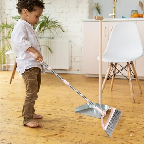 Minkissy 1 Set Plastic Broom and Dustpan for Kids