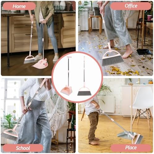 Minkissy 1 Set Plastic Broom and Dustpan for Kids