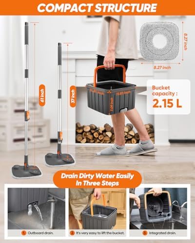 Saker Mop and Bucket Set with Wringer Deep Cleaning