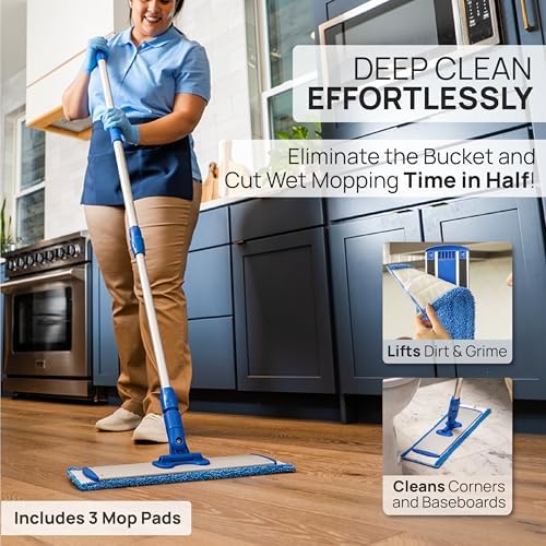 18 Heavy Duty Microfiber Floor Mop - No Buckets Needed 1