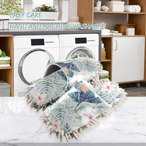 FLildon Microfiber Mop Slippers with Tropical Floral Design