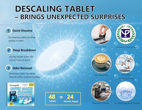 Coffee Machine Cleaner Descaler Tablets 48 Count 5g Each