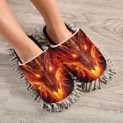 FLildon Microfiber Mopping Slippers with Dragon Head Design