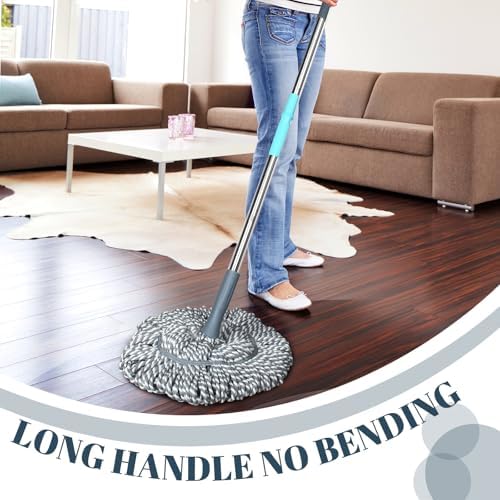 Self-Wringing Twist Mop with Scrub Pad 64-inch Grey