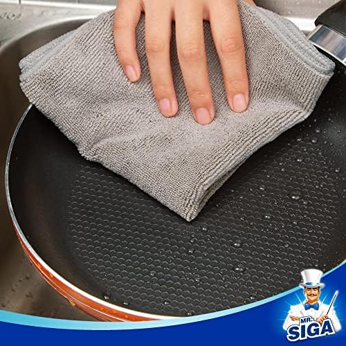 MRSIGA Microfiber Cleaning Cloths 32x32cm Pack of 12 Grey