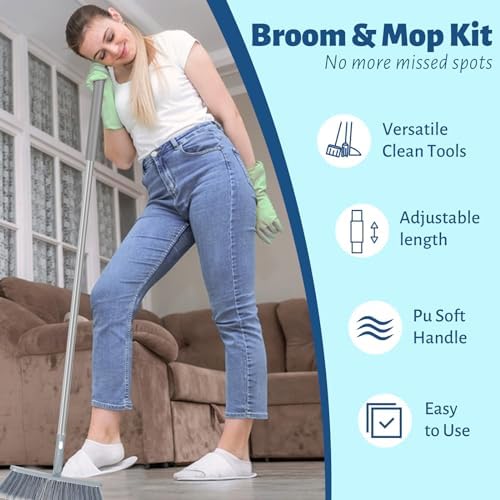 LANNIU 3-in-1 Detachable Broom and Mop Set Combo for RV