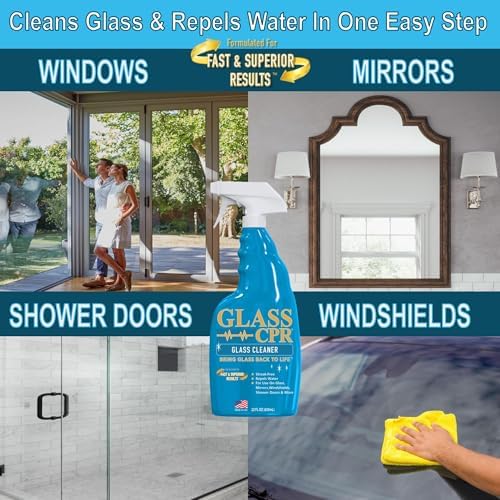 CPR Glass Cleaner Water Repellent 22oz 2-in-1 Glass Mirror Cleaner