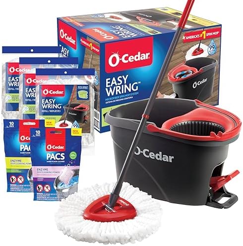 O-Cedar System Easy Wring Spin Mop with Citrus Lavender Refills