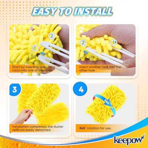 KEEPOW 6 Pack Reusable Duster Refills for Swiffer Handle