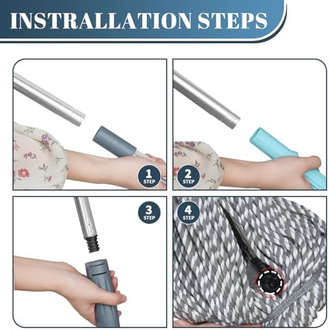 Self-Wringing Twist Mop with Scrub Pad 64-inch Grey