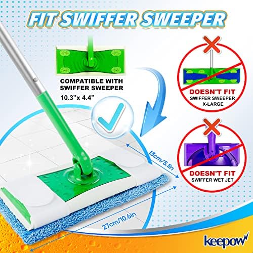 KEEPOW Microfiber Mop Pads 6 Pack Reusable Machine Washable