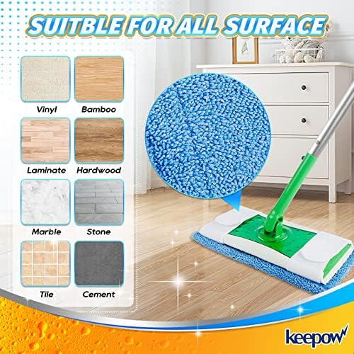 KEEPOW Microfiber Mop Pads 6 Pack Reusable Machine Washable